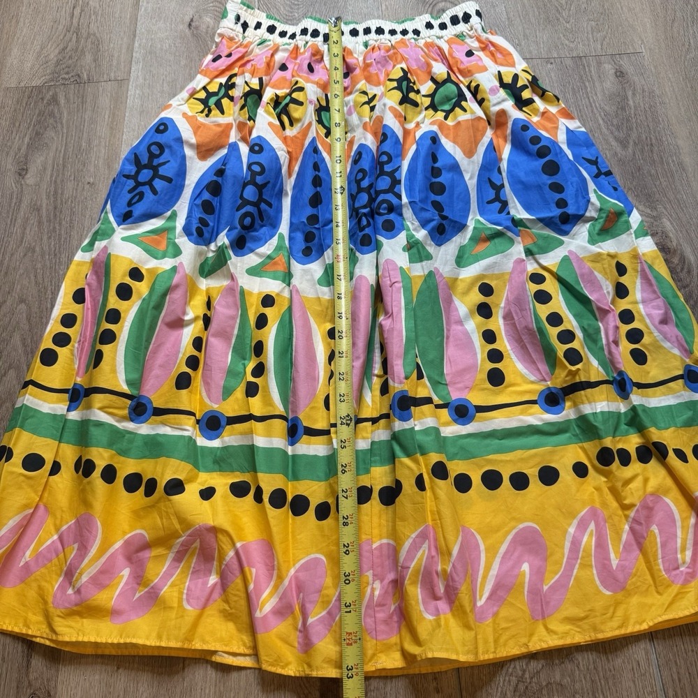 Joie High Waisted Colorful Tropical Printed Voluminous Maxi Skirt M 100% Cotton - Picture 6 of 7